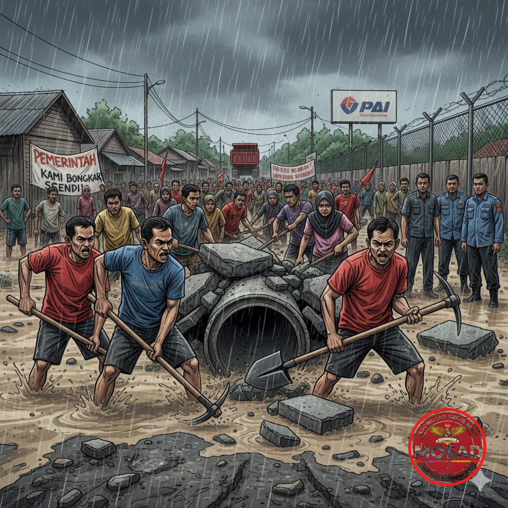 Evidence: BATAM MEMBARA: KECEWA PADA PEMERINTAH, WARGA SEI BINTI NEKAT BONGKAR PAKSA GORONG-GORONG PERUSAHAAN