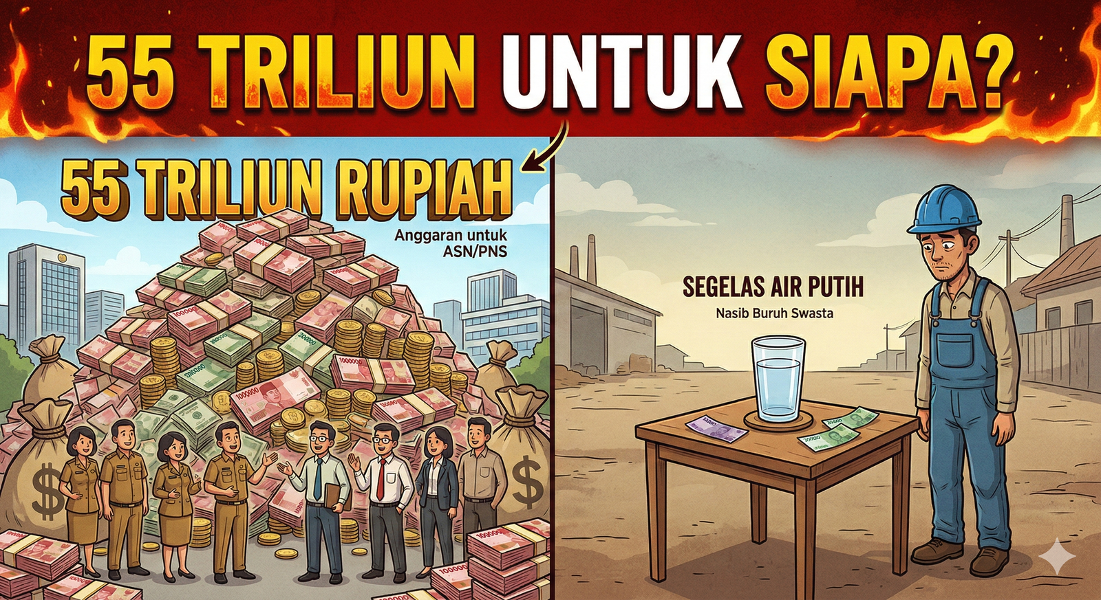 Evidence: DINASTI BIROKRASI KENYANG! NEGARA KUCURKAN 55 TRILIUN UNTUK THR ASN: NAIK 10 PERSEN SAAT PAJAK RAKYAT MENCEKIK, KEADILAN SOSIAL HANYA JADI SLOGAN PAJANGAN?