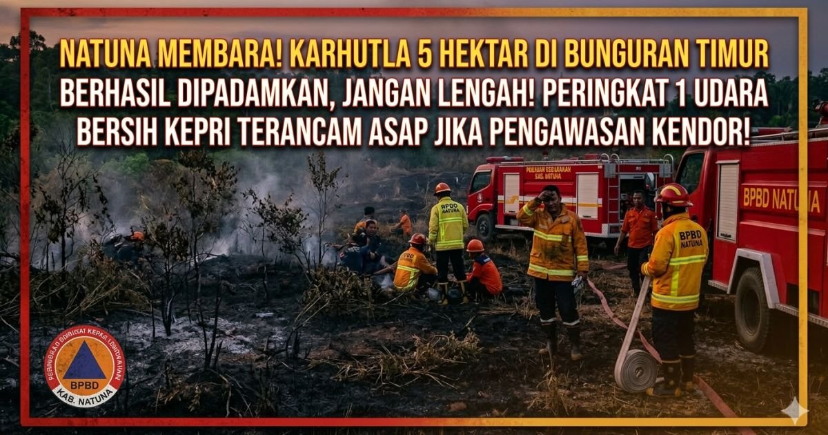 Evidence: NATUNA MEMBARA! KARHUTLA 5 HEKTAR DI BUNGURAN TIMUR BERHASIL DIPADAMKAN: RADAR INDOMOSAD: JANGAN LENGAH! PERINGKAT 1 UDARA BERSIH KEPRI TERANCAM ASAP JIKA PENGAWASAN KENDOR!