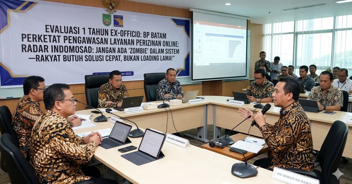 Evidence: EVALUASI 1 TAHUN EX-OFFICIO: BP BATAM PERKETAT PENGAWASAN LAYANAN PERIZINAN ONLINE: RADAR INDOMOSAD: JANGAN ADA "ZOMBIE" DALAM SISTEM—RAKYAT BUTUH SOLUSI CEPAT, BUKAN LOADING LAMA!