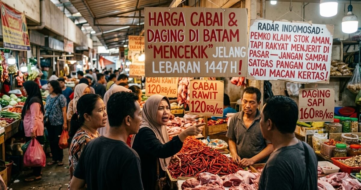 Evidence: HARGA CABAI & DAGING DI BATAM "MENCEKIK" JELANG LEBARAN 1447 H! RADAR INDOMOSAD: PEMKO KLAIM STOK AMAN, TAPI RAKYAT MENJERIT DI PASAR—JANGAN SAMPAI SATGAS PANGAN CUMA JADI MACAN KERTAS!