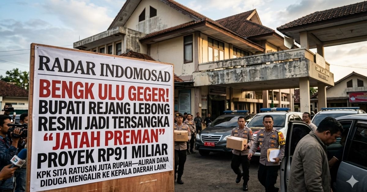 Evidence: BENGKULU GEGER! BUPATI REJANG LEBONG RESMI JADI TERSANGKA "JATAH PREMAN" PROYEK RP91 MILIAR: RADAR INDOMOSAD: KPK SITA RATUSAN JUTA RUPIAH—ALIRAN DANA DIDUGA MENGALIR KE KEPALA DAERAH LAIN!