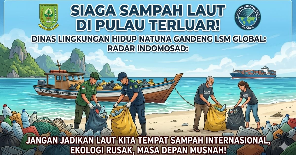 Evidence: SIAGA SAMPAH LAUT DI PULAU TERLUAR! DINAS LINGKUNGAN HIDUP NATUNA GANDENG LSM GLOBAL: RADAR INDOMOSAD: JANGAN JADIKAN LAUT KITA TEMPAT SAMPAH INTERNASIONAL, EKOLOGI RUSAK, MASA DEPAN MUSNAH!