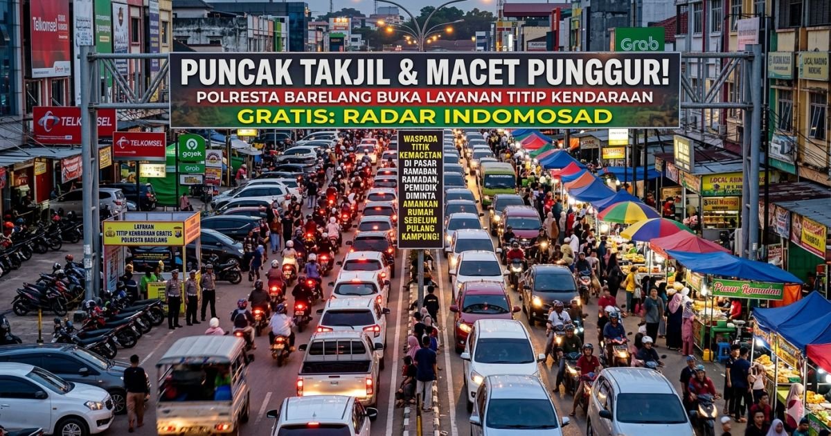 Evidence: PUNCAK TAKJIL & MACET PUNGGUR! POLRESTA BARELANG BUKA LAYANAN TITIP KENDARAAN GRATIS: RADAR INDOMOSAD: WASPADA TITIK KEMACETAN DI PASAR RAMADAN, PEMUDIK DIMINTA AMANKAN RUMAH SEBELUM PULANG KAMPUNG!