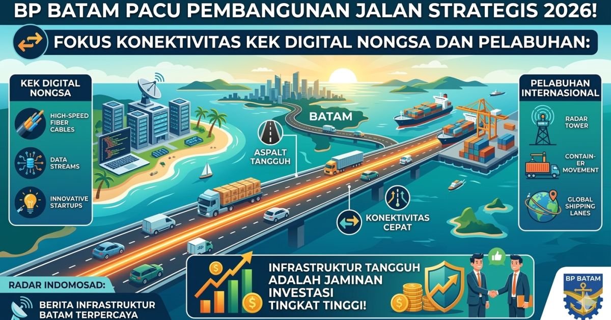 Evidence: BP BATAM PACU PEMBANGUNAN JALAN STRATEGIS 2026! FOKUS KONEKTIVITAS KEK DIGITAL NONGSA DAN PELABUHAN: RADAR INDOMOSAD: INFRASTRUKTUR TANGGUH ADALAH JAMINAN INVESTASI TINGKAT TINGGI!
