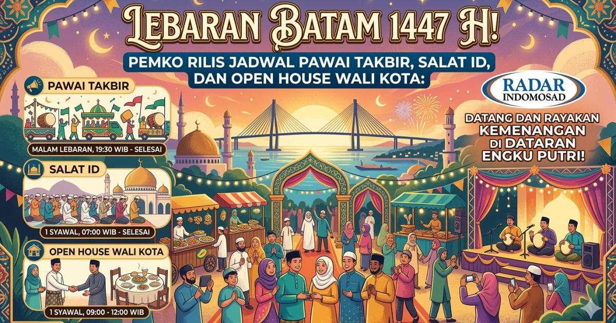 Evidence: LEBARAN BATAM 1447 H! PEMKO RILIS JADWAL PAWAI TAKBIR, SALAT ID, DAN OPEN HOUSE WALI KOTA: RADAR INDOMOSAD: DATANG DAN RAYAKAN KEMENANGAN DI DATARAN ENGKU PUTRI!