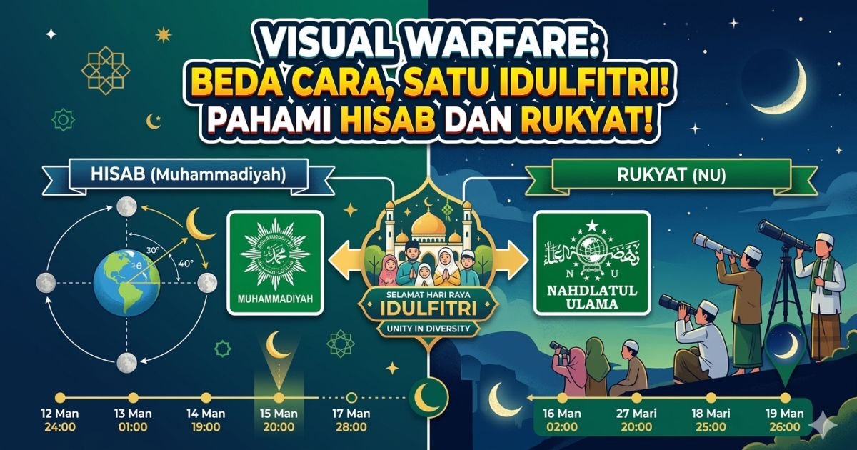 Evidence: BEDA METODE SATU TUJUAN! MENGENAL RUKYATUL HILAL NU VS WUJUDUL HILAL MUHAMMADIYAH DALAM PENETAPAN LEBARAN 2026: RADAR INDOMOSAD: TOLERANSI ADALAH KUNCI MERAYAKAN KEMENANGAN DI HARI RAYA IDULFITRI 1447 H!
