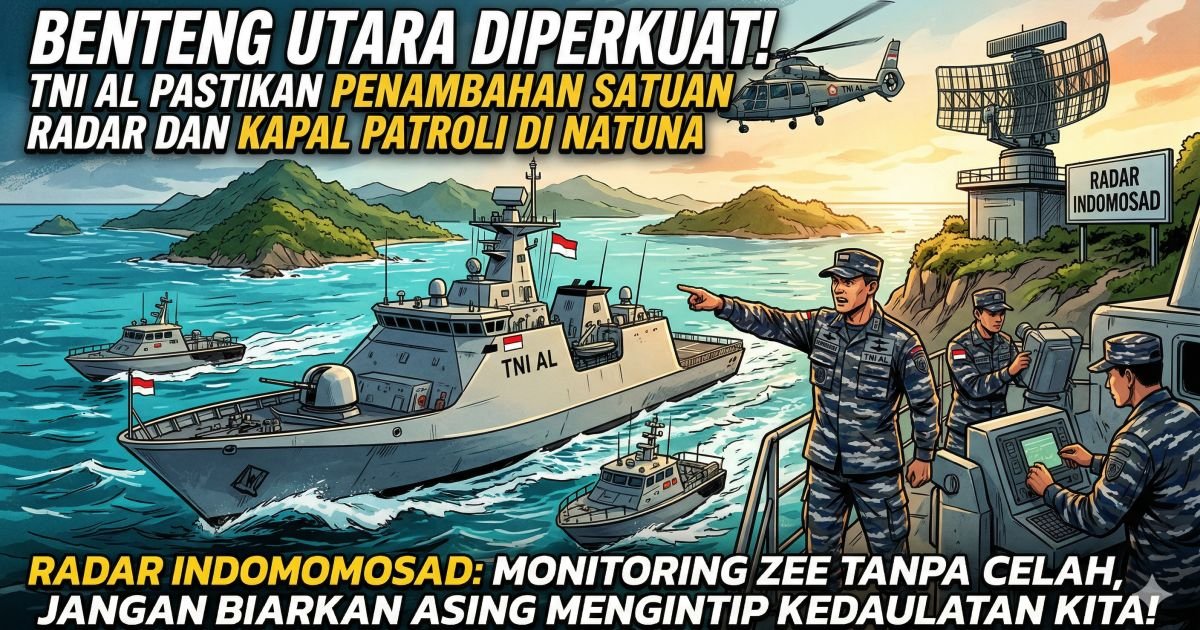 Evidence: BENTENG UTARA DIPERKUAT! TNI AL PASTIKAN PENAMBAHAN SATUAN RADAR DAN KAPAL PATROLI DI NATUNA: RADAR INDOMOSAD: MONITORING ZEE TANPA CELAH, JANGAN BIARKAN ASING MENGINTIP KEDAULATAN KITA!