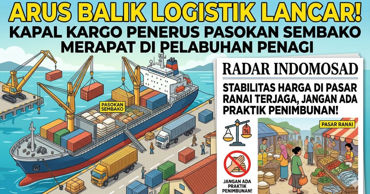 Evidence: ARUS BALIK LOGISTIK LANCAR! KAPAL KARGO PENERUS PASOKAN SEMBAKO MERAPAT DI PELABUHAN PENAGI: RADAR INDOMOSAD: STABILITAS HARGA DI PASAR RANAI TERJAGA, JANGAN ADA PRAKTIK PENIMBUNAN!