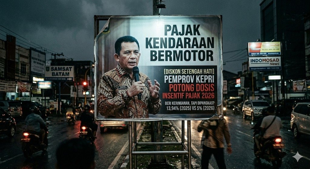 Evidence: [DISKON SETENGAH HATI] PEMPROV KEPRI POTONG DOSIS INSENTIF PAJAK 2026: RAKYAT DIMINTA TAAT, TAPI KERINGANAN DIPANGKAS?