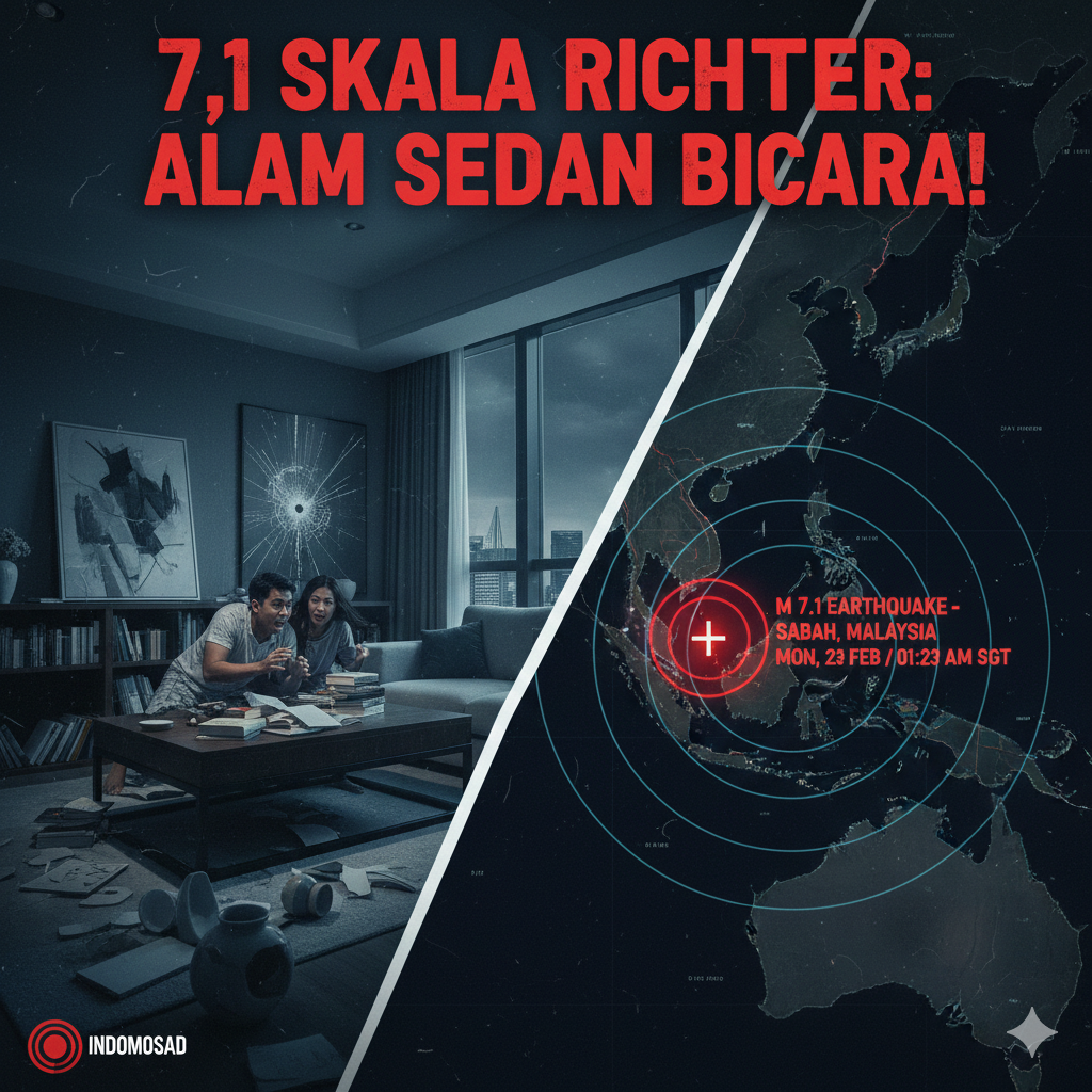 Evidence: "SABAH BERGETAR, SINGAPURA GEMPAR: Gempa M 7,1 Guncang Malaysia, Radar INDOMOSAD Pantau Potensi Dampak di Kepri!"