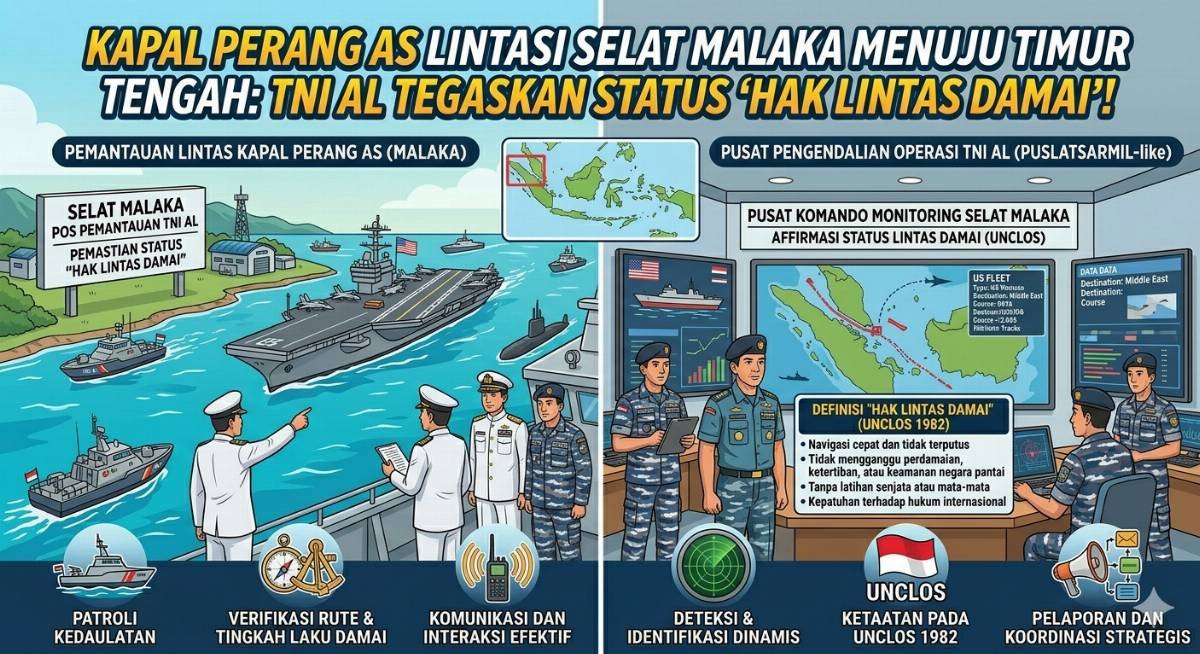 Evidence: KAPAL PERANG AS LINTASI SELAT MALAKA MENUJU TIMUR TENGAH: TNI AL TEGASKAN STATUS "HAK LINTAS DAMAI"!