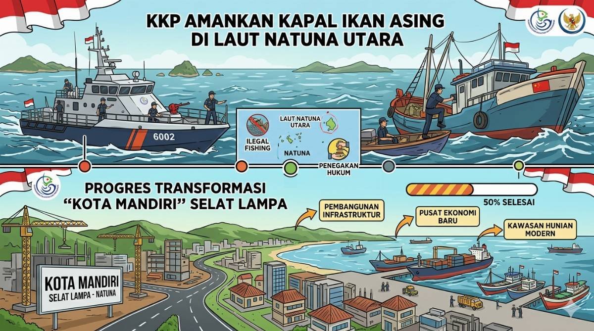 Evidence: KKP AMANKAN KAPAL IKAN ASING DI LAUT NATUNA UTARA DAN PROGRES TRANSFORMASI "KOTA MANDIRI" SELAT LAMPA!