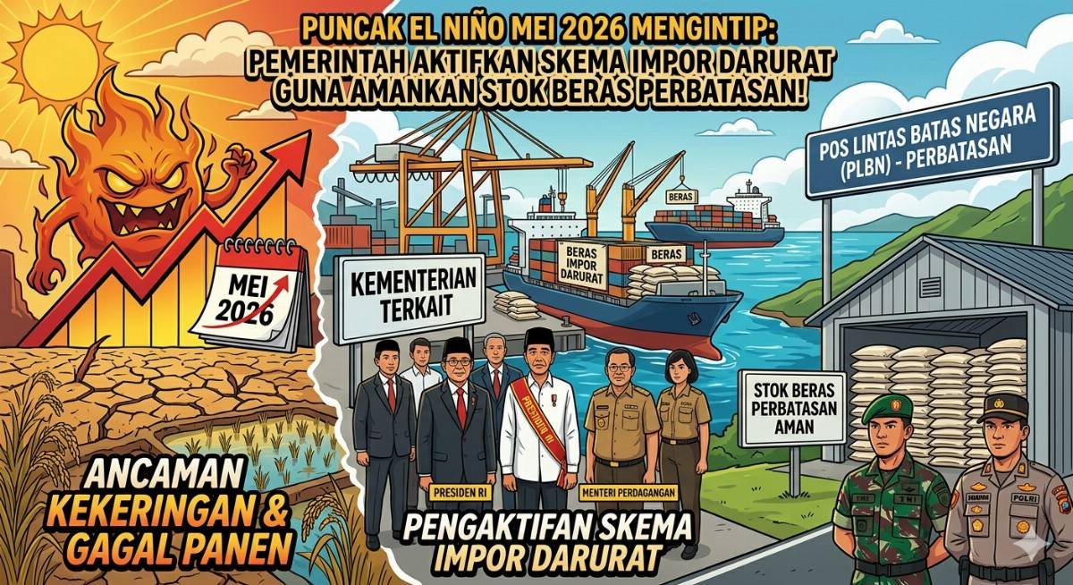 Evidence: PUNCAK EL NIÑO MEI 2026 MENGINTIP: PEMERINTAH AKTIFKAN SKEMA IMPOR DARURAT GUNA AMANKAN STOK BERAS PERBATASAN!