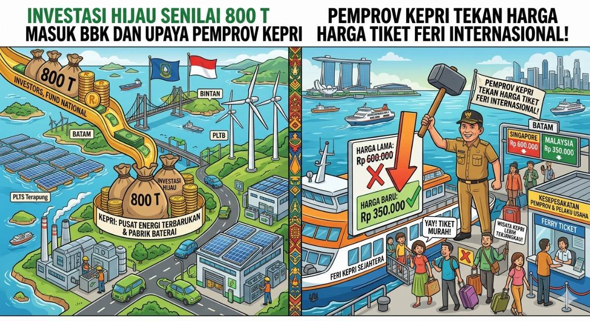 Evidence: INVESTASI HIJAU SENILAI 800 T MASUK BBK DAN UPAYA PEMPROV KEPRI TEKAN HARGA TIKET FERI INTERNASIONAL!