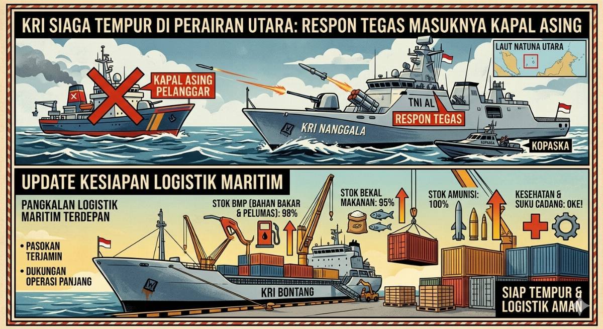 Evidence: KRI SIAGA TEMPUR DI PERAIRAN UTARA: RESPON TEGAS MASUKNYA KAPAL ASING DAN UPDATE KESIAPAN LOGISTIK MARITIM!