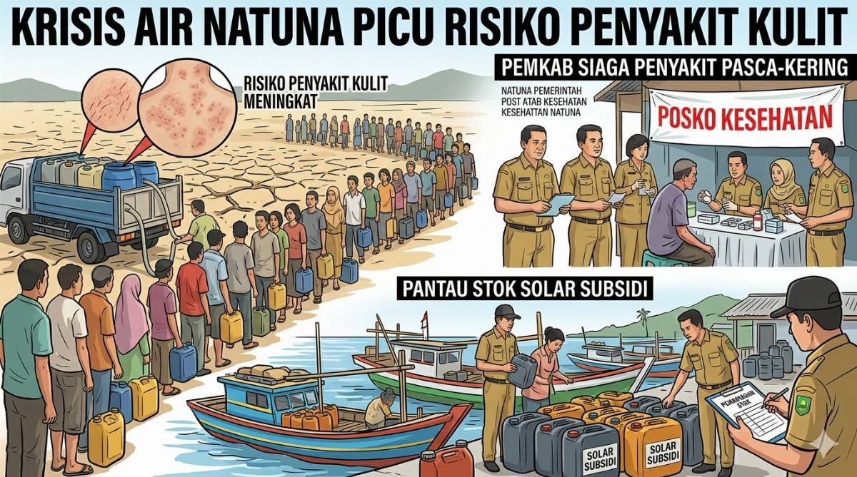 Evidence: KRISIS AIR NATUNA PICU RISIKO PENYAKIT KULIT, PEMKAB SIAGA PENYAKIT PASCA-KERING & PANTAU STOK SOLAR SUBSIDI!