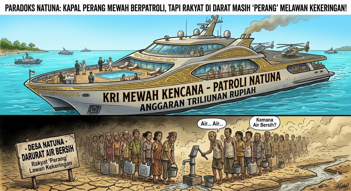 Evidence: PARADOKS NATUNA: KAPAL PERANG MEWAH BERPATROLI, TAPI RAKYAT DI DARAT MASIH "PERANG" MELAWAN KEKERINGAN!