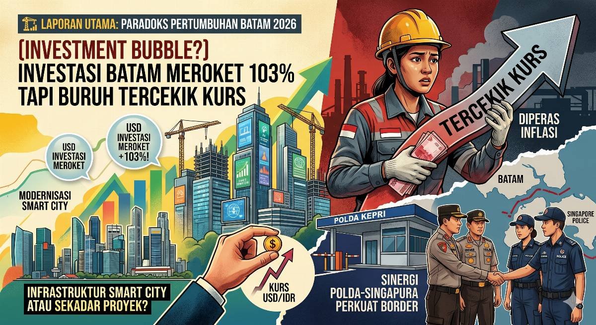 Evidence: INVESTASI BATAM MEROKET 103% TAPI BURUH TERCEKIK KURS: SINERGI POLDA-SINGAPURA PERKUAT BORDER, INFRASTRUKTUR SMART CITY ATAU SEKADAR PROYEK?